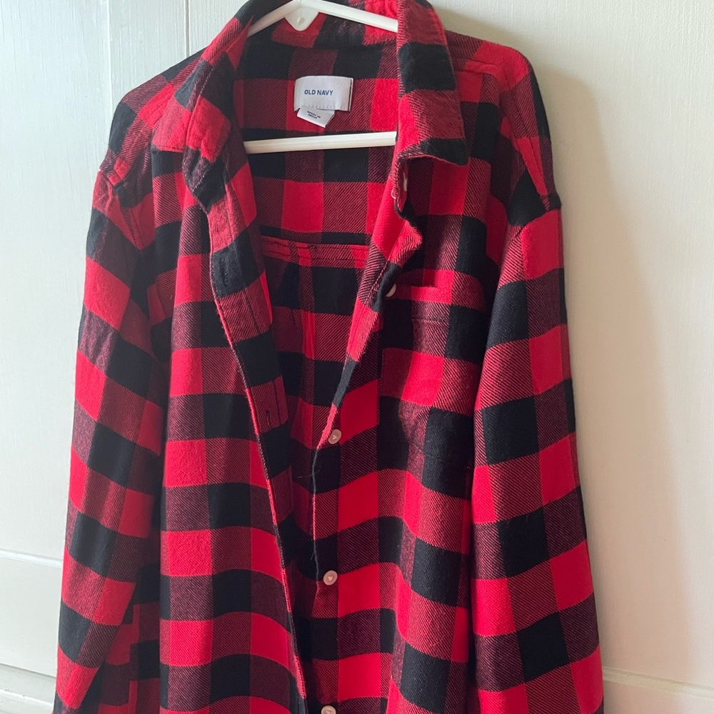 Kids Buffalo Check Flannel Shirt, Old Navy, size Large 10/12
